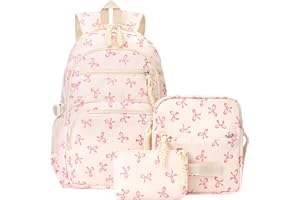 jingyuKJ Coquette Bow Backpack - Cute Kawaii Backpack Set Aesthetic Daypack Coquette Rucksack (A01 Bow Pink)