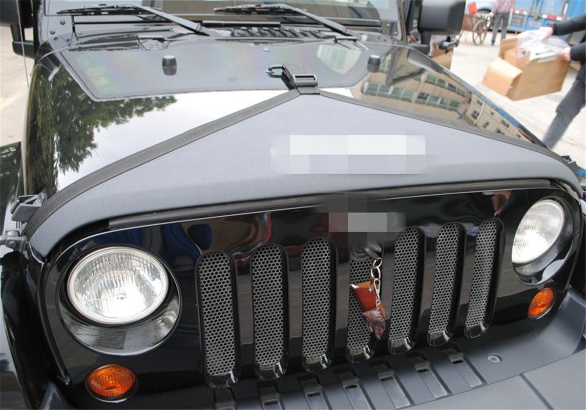 Dwindish 1 PCS Black Car Engine Cover Canvas Hood Cover Front End Bra Protector Kit Fit for Jeep Wrangler 2007-2015