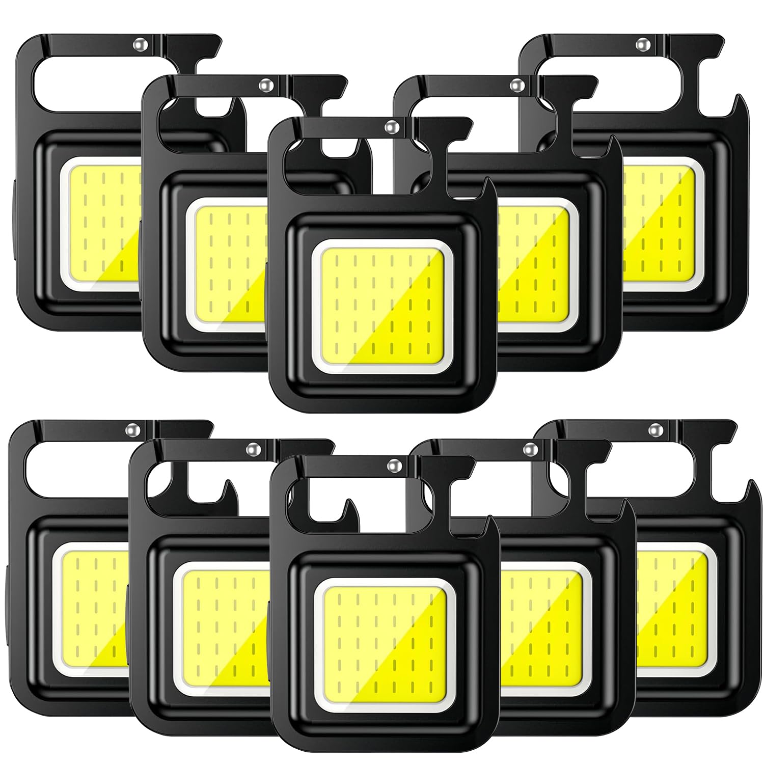 MVIOCS 10 Pack Portable Rechargeable COB Work Light - Multifunctional Mini LED Flashlight for Camping, Emergency Repair, Dog Walking and Inspection, Keychain Light