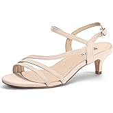 IDIFU Women's Dressy Strappy 2 Inch Low Kitten Heel Open Toe Sandals Dress Shoes for Woman Lady in Bridal Dance Evening