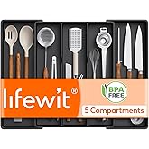 Lifewit XXL Kitchen Drawer Organizer, Expandable Cooking Utensil Set Cutlery Organizer Tray, Plastic Kitchen Storage and Orga