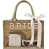 WAFOIRO Bride Tote Bag Bride to be Beach Bag with Pearl Rhinestone Letters Bachelorette Party Bridal Shower Wedding Honeymoon Gift Bag