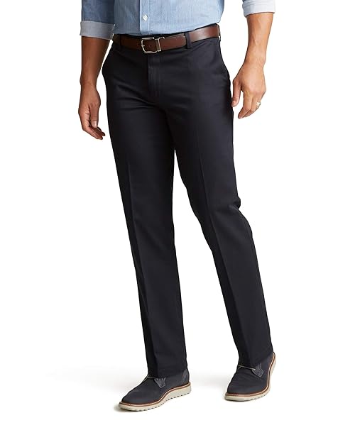 Dockers Men's Straight Fit Signature Lux Cotton Stretch Khaki Pant - Creased, Dockers Navy, 36W x 30L