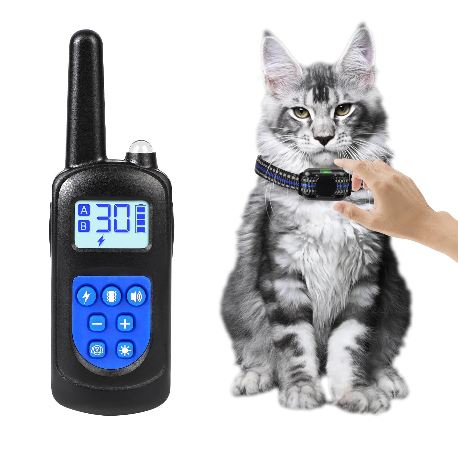 Photo 1 of Cat Shock Collar, Ultra-Light & Thin Cat Training Collar with 2000ft Remote, Tailored for Cats & Small Dogs, 99-Level Precise Training to Stop Meowing, Effective for Bad Behavior?Blue