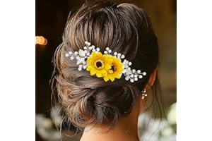 Jeairts Sunflower Bride Wedding Hair Comb Crystal Pearl Bridal Hair Side Combs Decorative Hair Accessories for Women(1-Silver)