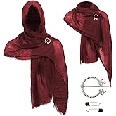 Post Apocalyptic Hooded Shawl Scarf Medieval Renaissance Cowl Cloak Cape Viking Wizard Costume Accessories for Men Women