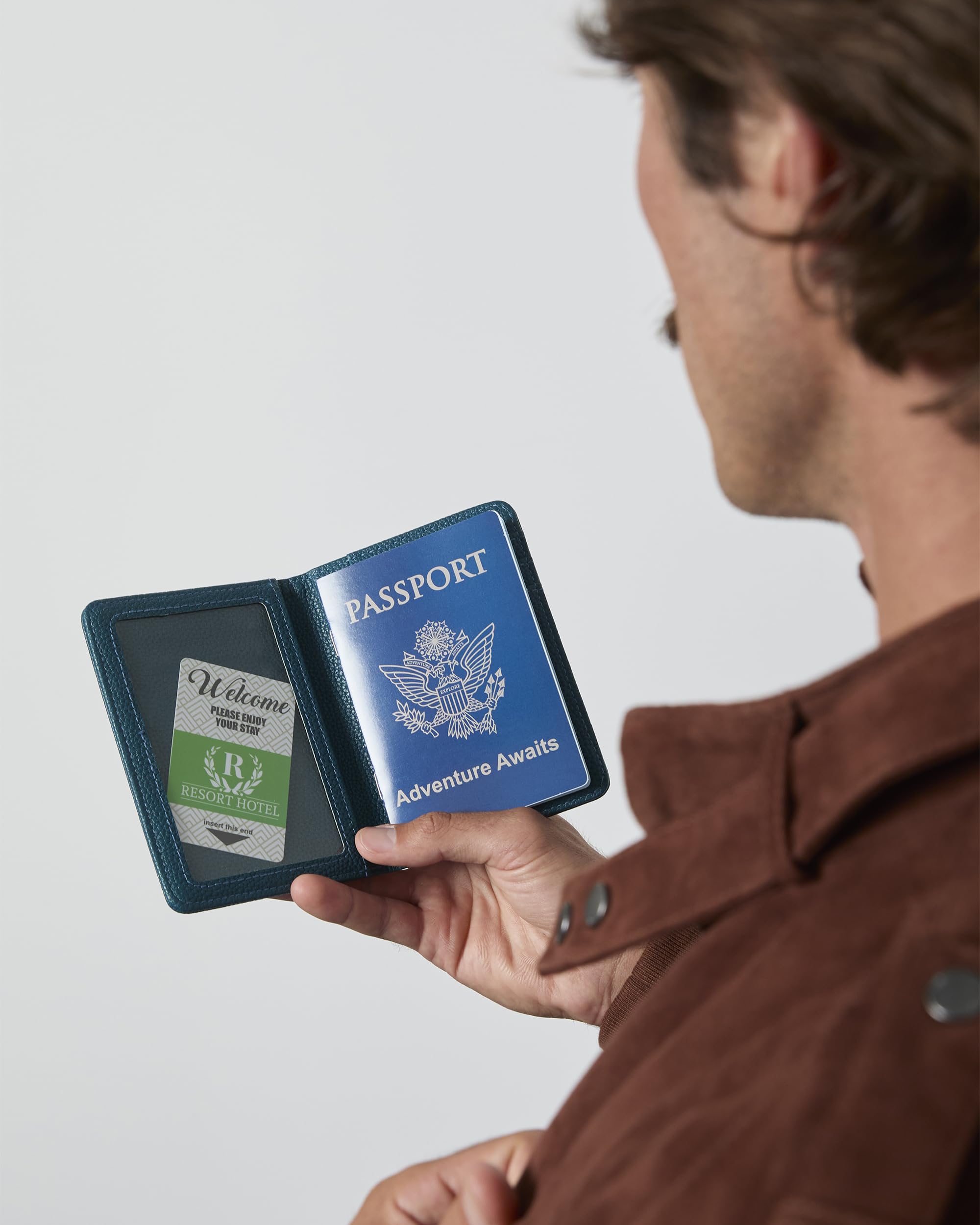 Members Only Debossed Passport Holder RFID Blocking, Passport Book Holder, Travel Must Haves (Slate Blue)