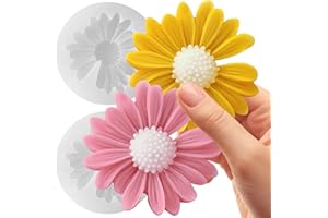ESEENS 2 Pack Daisy Flower Mold - Resin Casting Silicone Molds for Home Decor & Candle Making Wave Spiral Mold