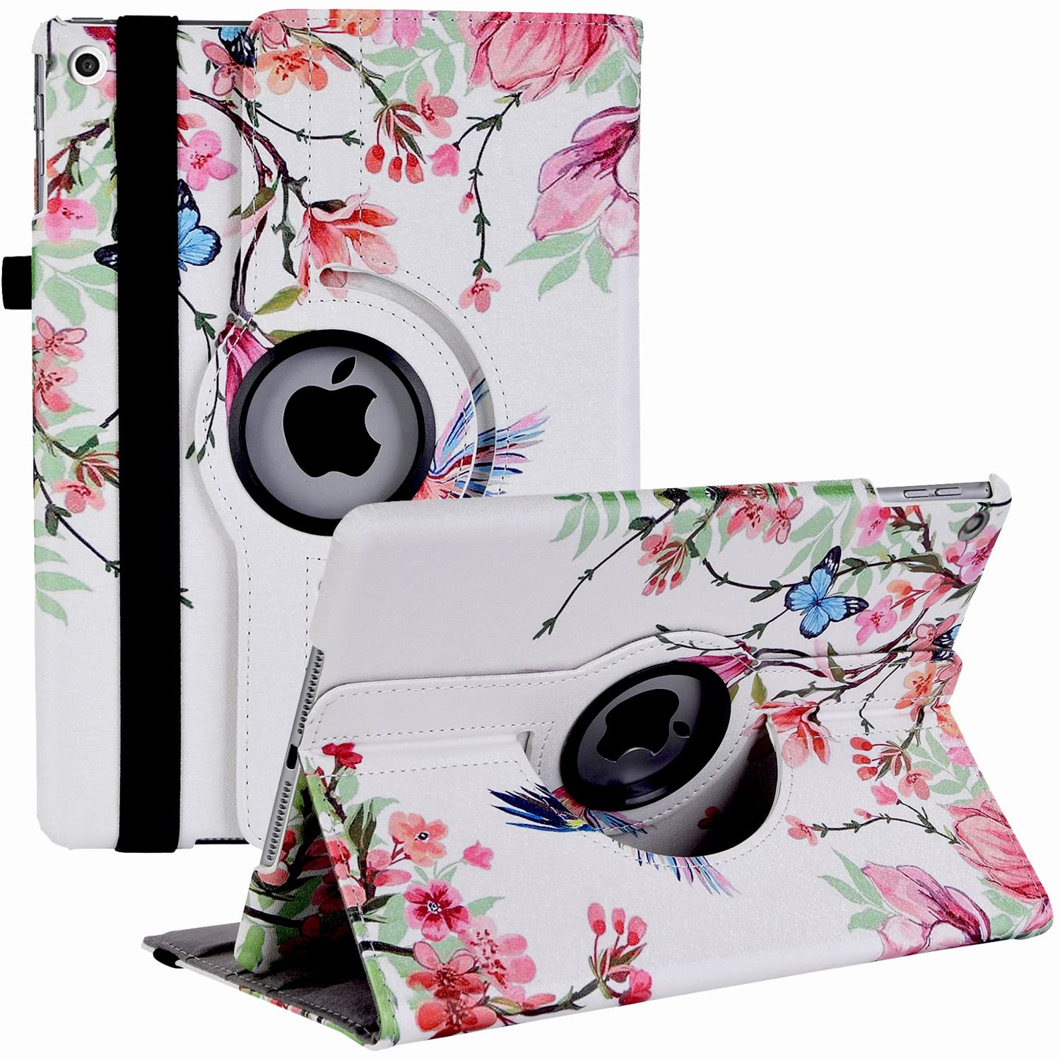 Ceysin Rotating Case for iPad 9th Generation (2021) / 8th Generation (2020) / 7th Gen (2019) 10.2 Inch - 360 Degree Rotating Protective Stand Cover with Auto Wake Sleep Function (Hummingbird)