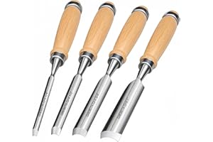 GREBSTK 4pcs Semicircle Chisel Set Carpenter Gouge Chrome Vanadium Steel Semi-Circular Cr-V Woodworking Carving Chisels