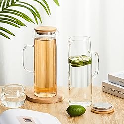 Hsei 2 Sets Glass Pitcher with Lid, 50 oz / 1500 ml