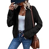Sidefeel Women's Cardigan Sweaters Casual Long Sleeve Cropped Open Front Chunky Knit Coats Fall Sweaters