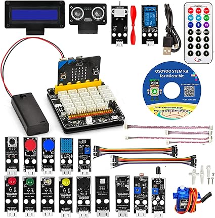 Amazon Com Osoyoo Bbc Micro Bit Go Bundle Ultimate Starter Kit Including Micro Bit Controller Plug And Play Expansion Board 20 Module Sensors Learn Early Stem Education Robotic Coding For Beginners