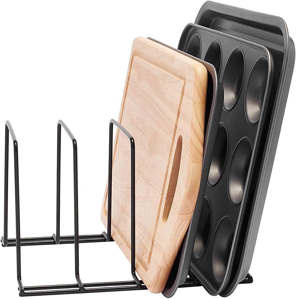 simplywire - Baking Tray and Chopping Board Rack - Pan Storage - Kitchen Cupboard Organiser - Black Plastic Coated Steel - Image 4