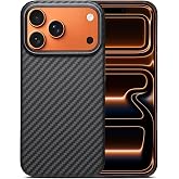 GIMENOHIG Aramid Carbon Fiber Case for iPhone 17 pro, Fit for MagSafe, Aluminum Alloy Metal Lens Protection Black