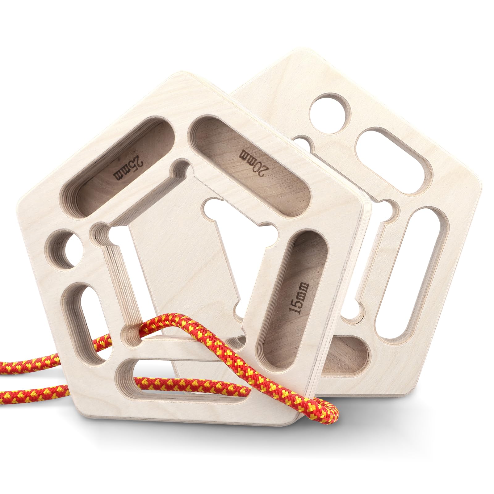 UPROZIL Fingerboard Rock Climbing Hangboard Set of 2, Portable Wooden Hangboard Climbing Rings Double Sided Grip Trainer with Ropes for Indoor Outdoor Finger Strength Training and Bouldering