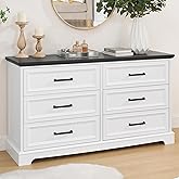 Alohappy Farmhouse 6 Drawer Dresser for Bedroom, 52 Inch Wide Modern Dresser TV Stand with Large Drawers, Long Vintage Dresse
