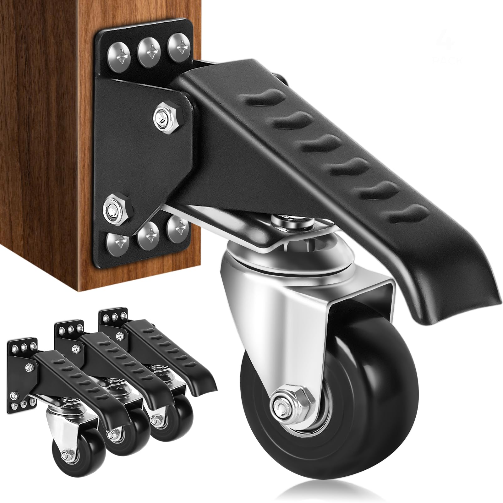 Photo 1 of SPACECARE Workbench Casters Retractable Casters Kit 900Lbs, 4 Heavy Duty Casters Side Mounted All Steel Construction Urethane, Bonus Install Template, 4 Pack