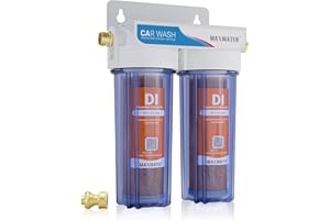 Max Water 2 Stage Deionized Spot Free Car Rinse Unit, Premium Water Deionizer for Spotless Washing - Car RV and Motorcycle Wash System - 2 DI Filters with 45-80 PSI and 3/4" Inlet/Outlet