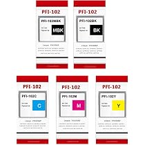 Amazon.com: PFI-102 Ink Tank (5PK, MBK/B/C/M/Y) Replacement