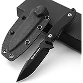 DRACHENADER Full Tang EDC Fixed Blade Knife, D2 Steel Survival Knife with G10 Handle & Kydex Sheath, Compact Outdoor Tactical