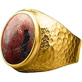 Natural Aventurine Crystal Ring Men's Hammered 24K Gold Vermeil 925 Sterling Silver Oval Solitaire Gemstone Dainty Statement Healing Crystal Gemini Luck Handmade Turkish Fine Jewelry
