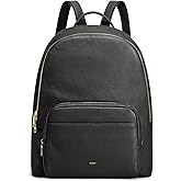 Kattee Leather Backpacks for Women,Fashion Multi-fuction Bag with Card Zipper Bag Attached at the Back for Travel Work Shopping and School, Black