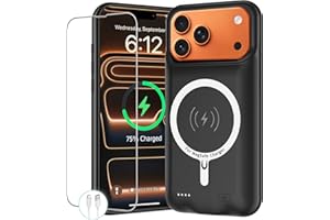 MAXBEAR Battery Case for iPhone 17 Pro Max, 12000mAh Protective Charging Case with Wireless Charging Compatible with iPhone 17 Pro Max (6.9 inch) Rechargeable Battery Pack Charger Cover with Carplay (Black)