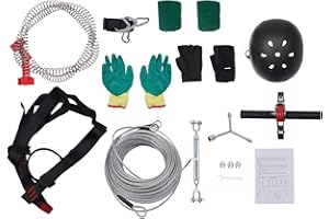 120 ft/160 ft Zip Line Kit for Kids and Adults Outdoor up to 330 Lbs with Stainless Steel Spring Brake and Safety Harness, Ru
