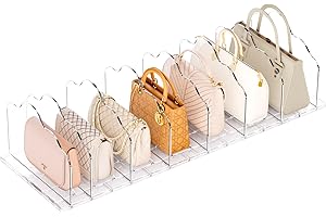 NAVKONY Purse Organizer for Closet, Acrylic Clear Shelf Dividers for Closet Organization, Adjustable Bag Organizer for Women, Bedroom, Bathroom, Kitchen, Office, Study (8 Panels)