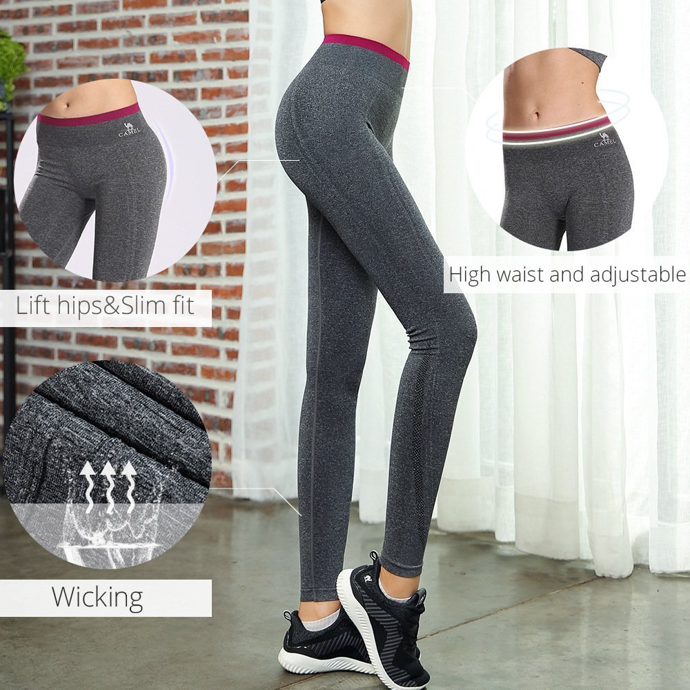 Camel Yoga Pants Gym Leggings High Waist Tights Comfortable Fitness Trousers Sport Sweatpants Workout Pants，Quick-drying