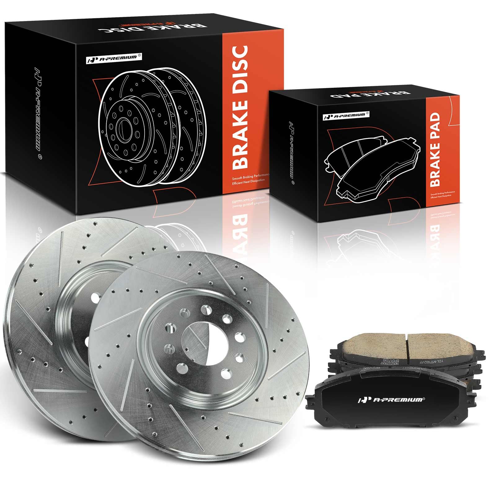 A-Premium 12.99 inch (330mm) Front Drilled and Slotted Disc Brake ...