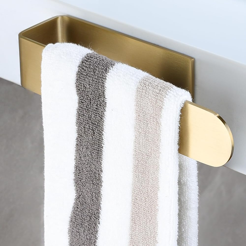 YIGII Gold Towel Rail 20cm Self Adhesive Towel Holder Stainless Steel