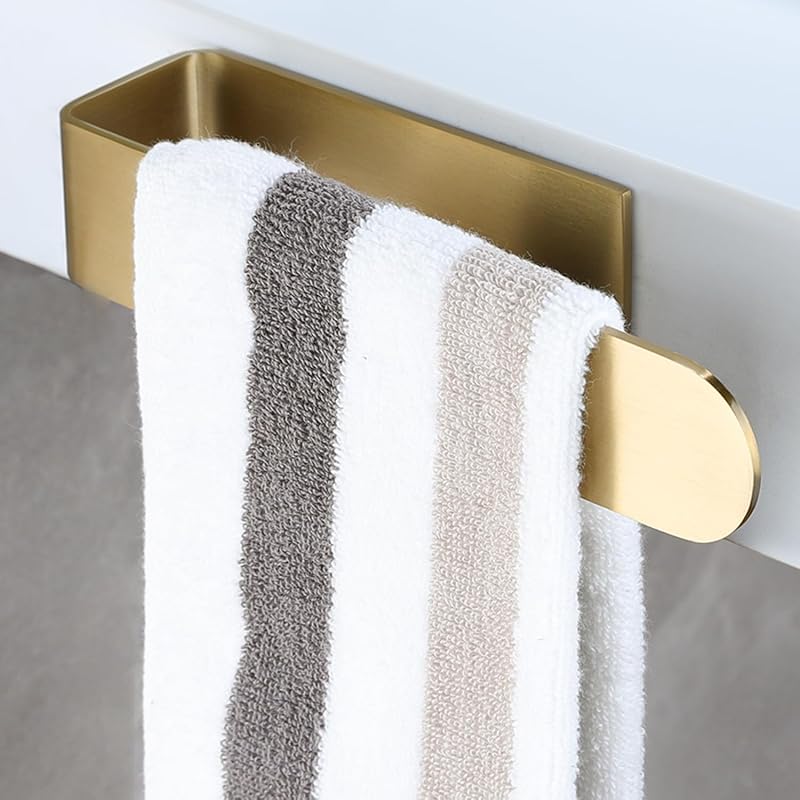 YIGII Gold Towel Rail 20cm Self Adhesive Towel Holder Stainless Steel