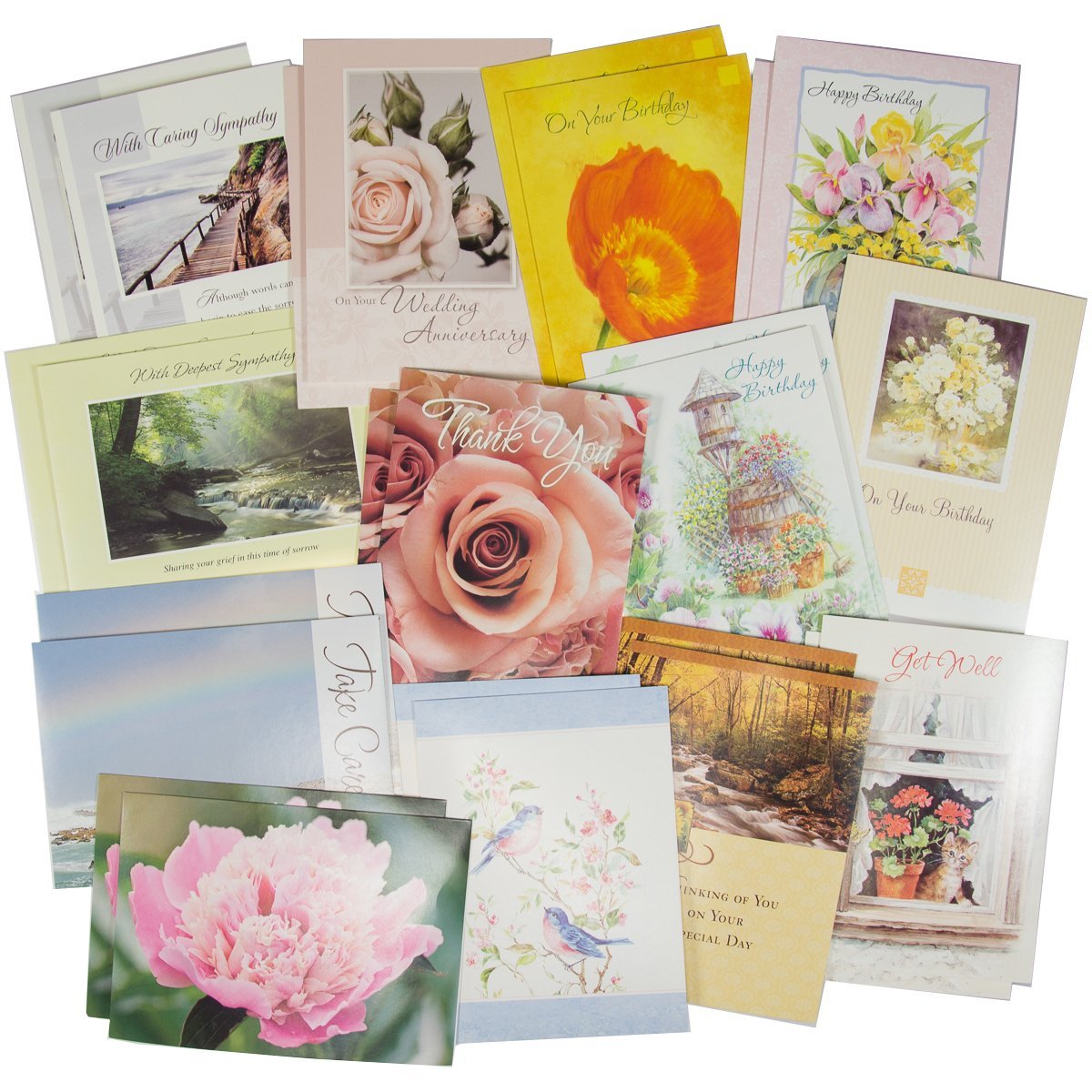 Bundle 25 Pack Assorted Greeting Cards With Envelopes All Occasion