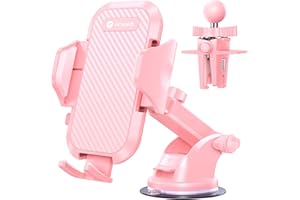 VICSEED Pink Phone Holders for Your Car, [True Military-Grade Strongest Suction Power], 3-in-1 Dashboard Windshield Vent, Truck Boat Stand Cell Phone Mount for iPhone Android All Phones