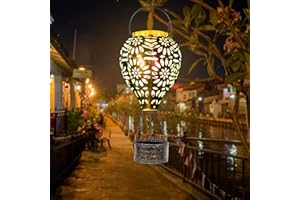 Venniy Solar Hot Air Balloon Lantern, Hanging Lanterns Outdoor Waterproof Decorative Metal LED Lantern Solar Lights for Trees Patio Garden Yard Porch Decor, Multi-Color