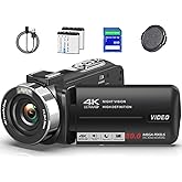 Camcorder Video Camera 4K Ultra HD 80MP Vlogging Camera for YouTube 18X Digital Zoom 3.0" 270° Rotation IPS Screen IR Night Vision Camcorder Recorder with 32GB SD Card, Lens Cap and 2 Batteries