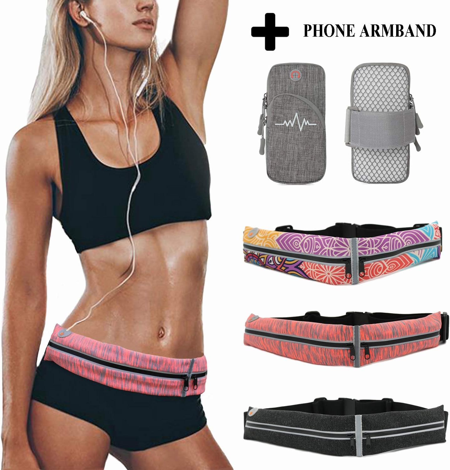 GUMBALL Fanny Packs for Women, Running Belt with Durable Qualified Zipper and Waterproofing