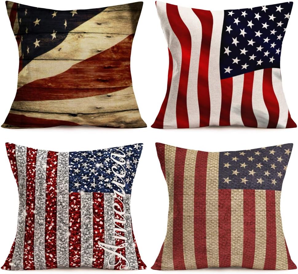 Aremazing 4 Pack Throw Pillow Covers,Patriotic American
