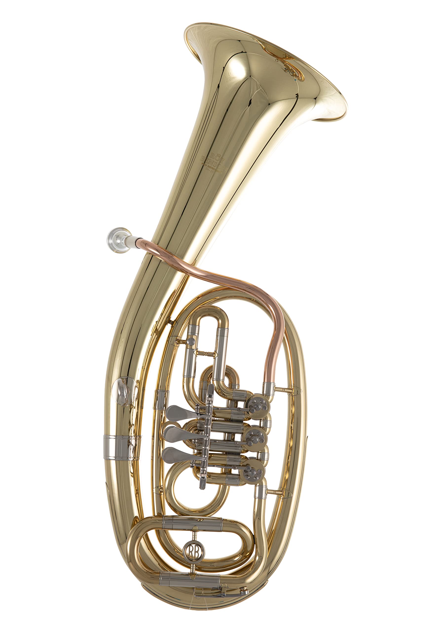 Roy Benson Bb tenor horn TH-201 (premium compact model, with Ø 24 cm brass bell, durable gold brass leadpipe, nickel silver slides, in lacquered finish, light molded case included)