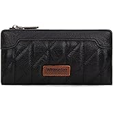 Montana West Wrangler Womens Wallet Slim Black Wallet for Women Bifold Quilted Wallets, Card Cases & Money Organizers Ladies Female Minimalist Travel Wallet with Coin Purse