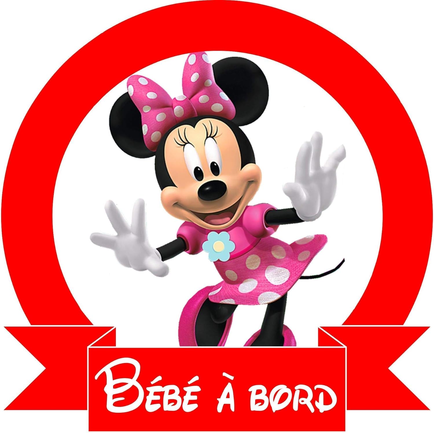 1 Sticker Bebe A Bord Modele Minnie Prenom Au Choix