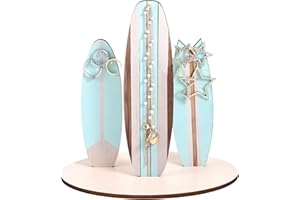 Surfboard Jewelry Holder Stand, Wooden Ocean Beachy Themed Necklace Bracelet Organizer Coastal Beach Christmas Decor Accessor