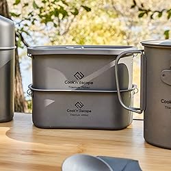 COOK'N'ESCAPE 750ML+400ML Titanium Canteen Mess Kit