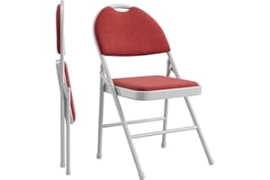 2 Pack Folding Chairs, Linen Padded Foldable Chair Set of 2, Heavy Duty Metal Folding Chair with Soft Cushion and Back, Uphol