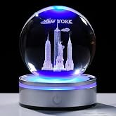 Movdyka 3D Crystal Ball Statue of Liberty New York Souvenirs Gifts | Laser Engraved Empire State Building Figurine Gifts for Women Men Snow Globe Night Light Home Room Decor Glass Art Crafts