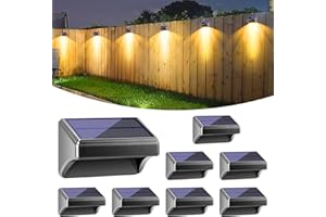 Bridika Solar Fence Lights, Outdoor Waterproof Warm White & Color Glowt, LED, for Backyard, Patio, Deck Railing, Stair Handrail, Pool and Wall (8 Packs)