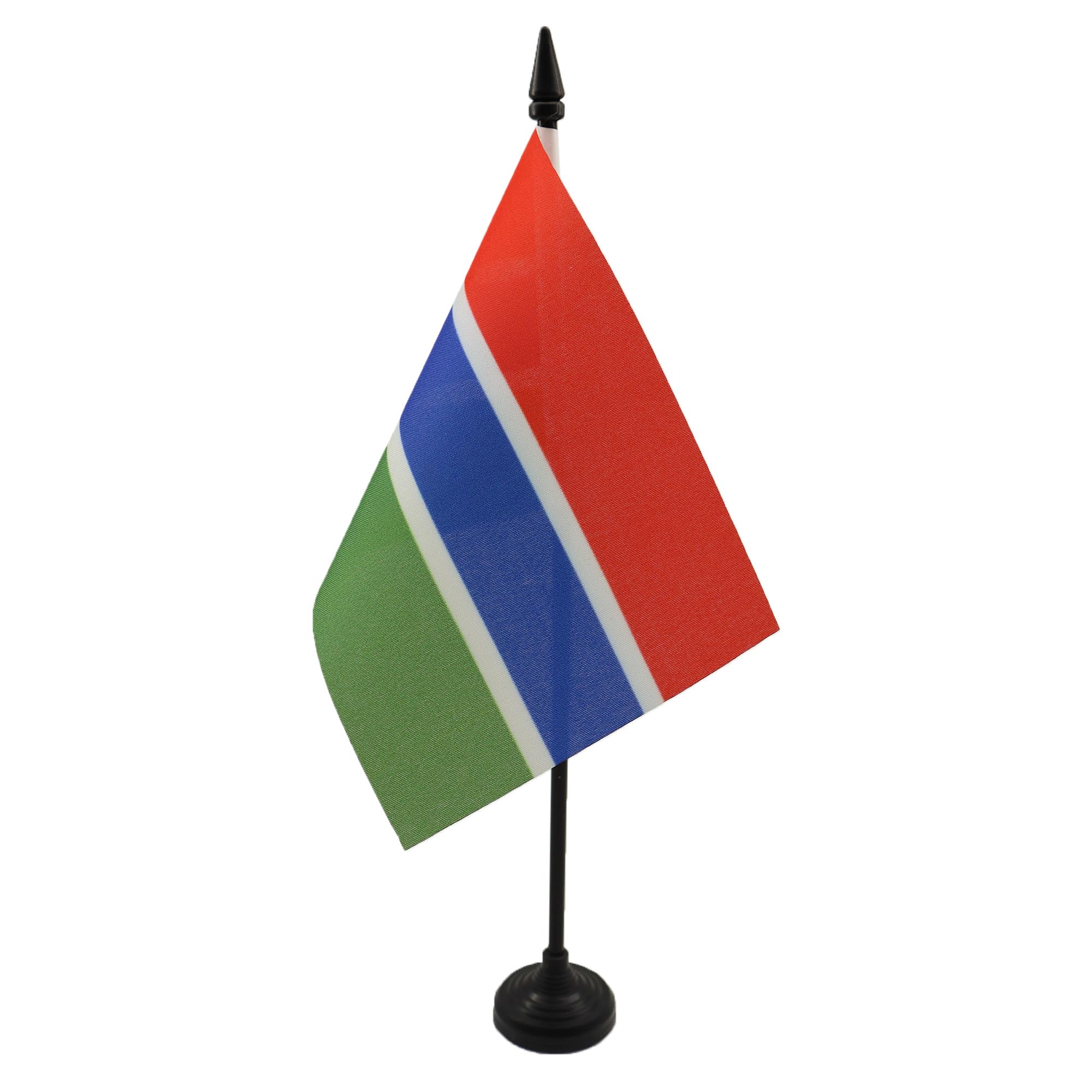 AZ FLAG - Gambia Table Flag 4'' x 6'' - Gambian Office Mini Banner 100% Polyester 15 x 10 cm - Mini Desk Flag with 10'' Pole and Black Plastic Base