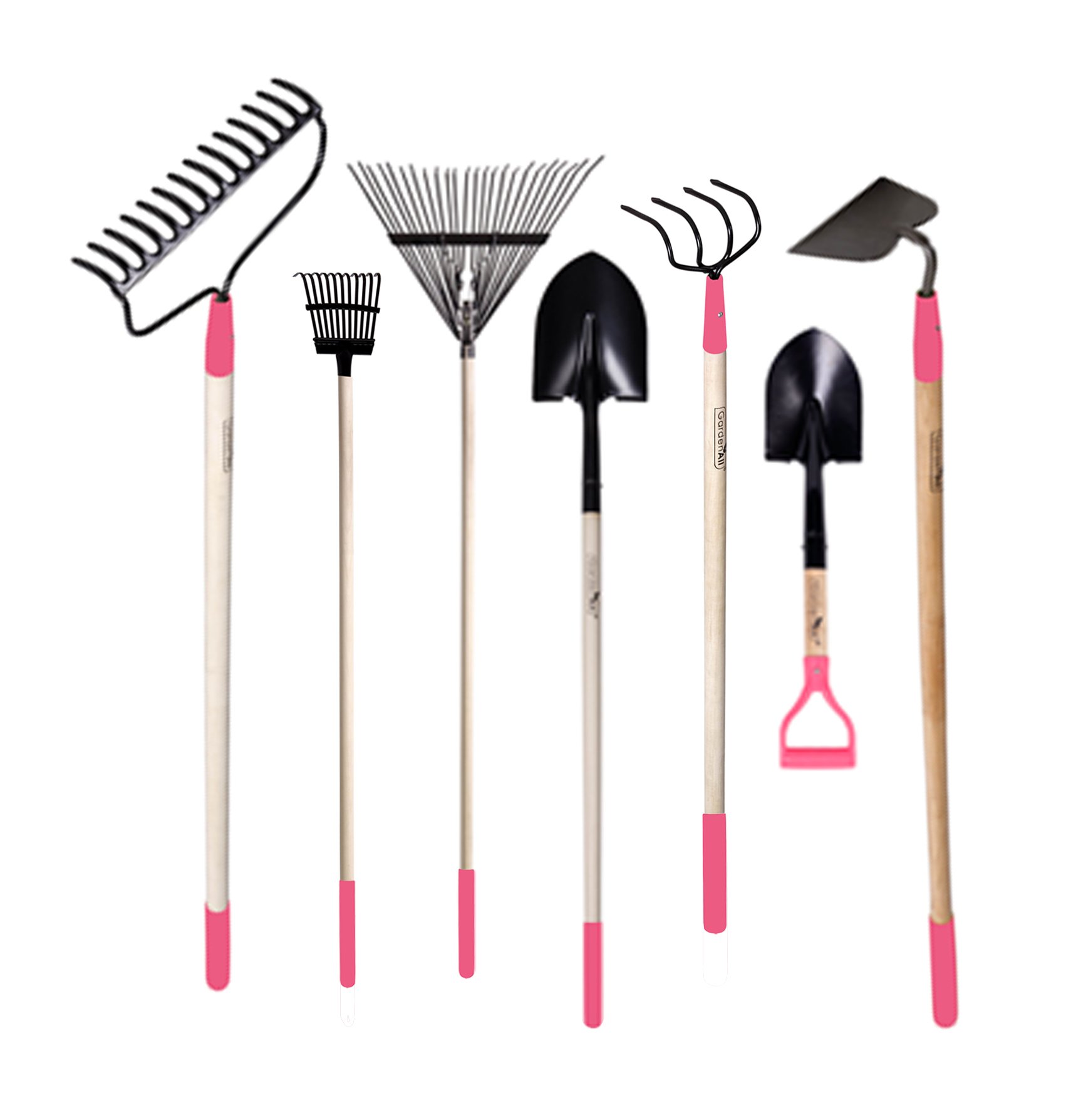 GardenAll 7Pieces Women Garden Tools Set Include 14Tine Bow Rake/ 11T